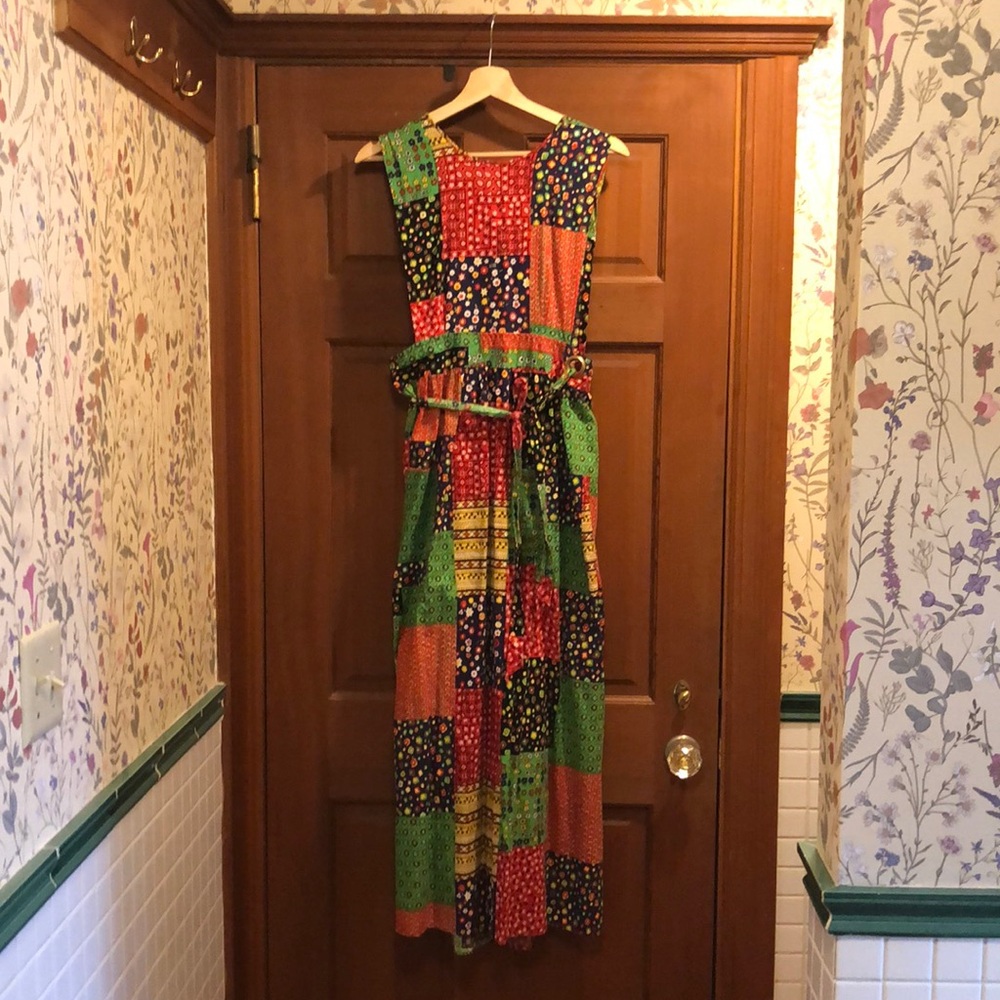 Vintage handmade patchwork quilt wrap dress or apron